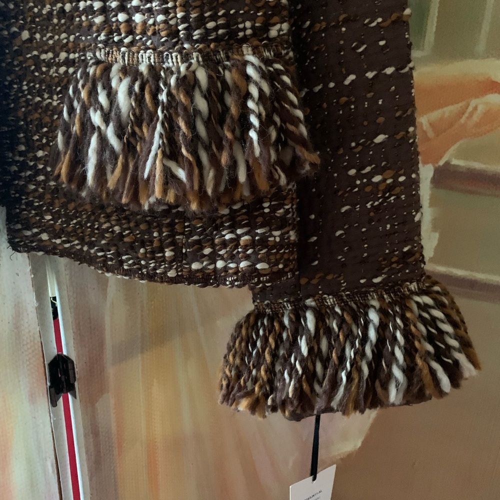 Worth Brown and Buff Tweed Jacket with Fringe Detail - Picture 4 of 10